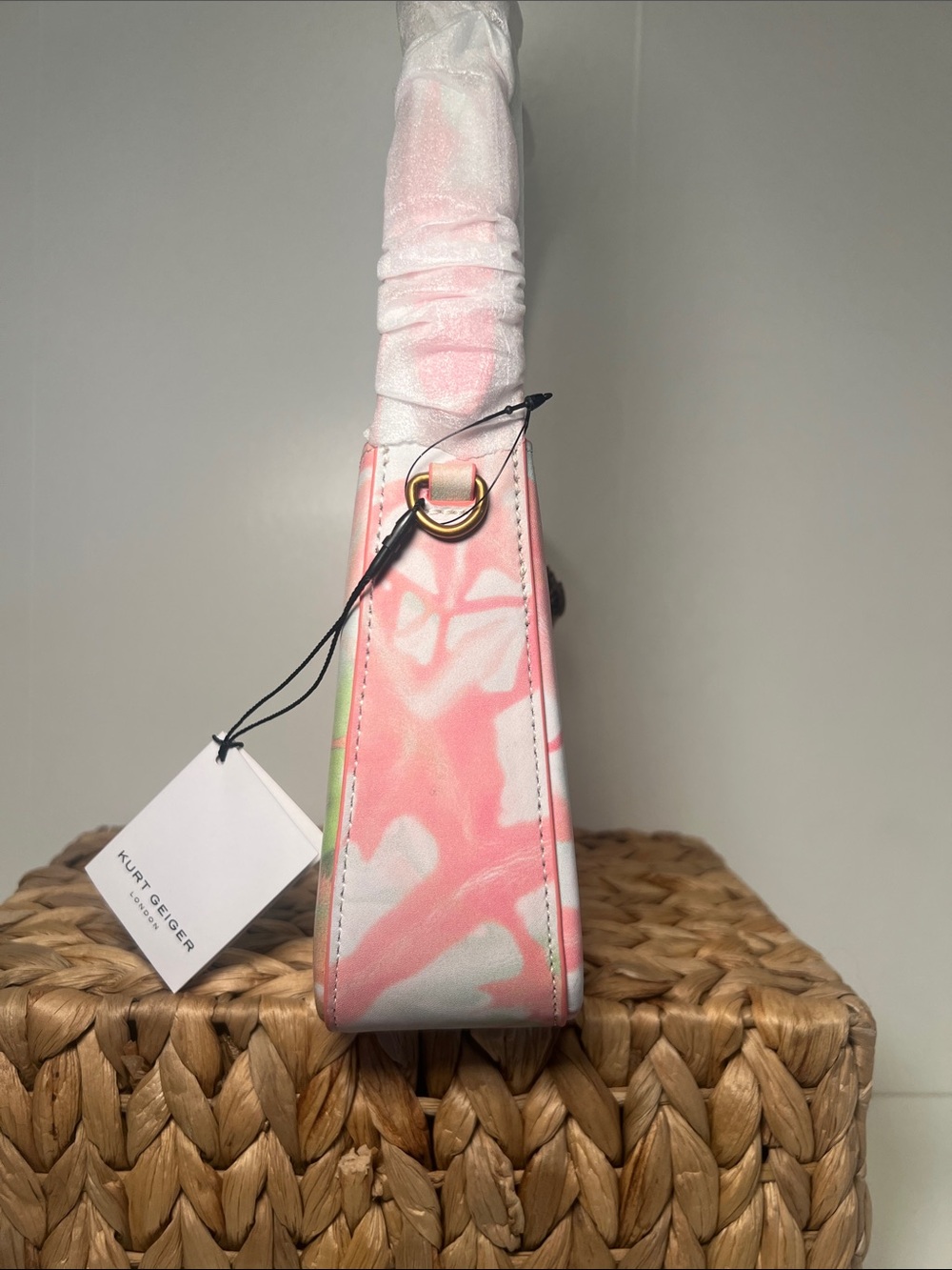 Kurt Geiger Pink Tie-Dye Shoulder Bag with Cream & Green Accents - Picture 5 of 8